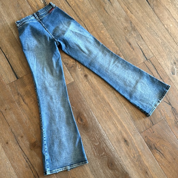 Vintage Y2K crochet corset flare jeans low waisted Paris Hilton 90s EUC Denim - Picture 14 of 16